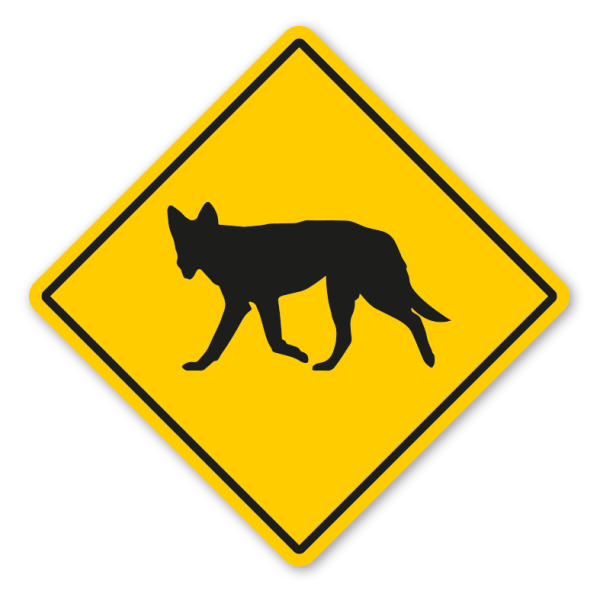 Australisches Warnschild / Verkehrsschild Achtung Dingos