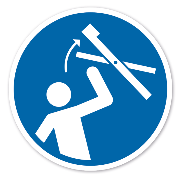 Gebotszeichen Dachfenster schließen