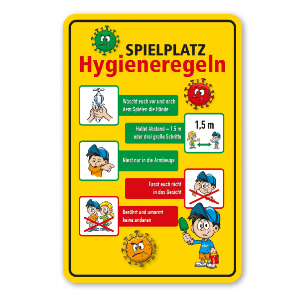Spielplatz-Zusatzschild Spielplatz Hygieneregeln zur Vermeidung von Infektionen - Schilderserie SP-01