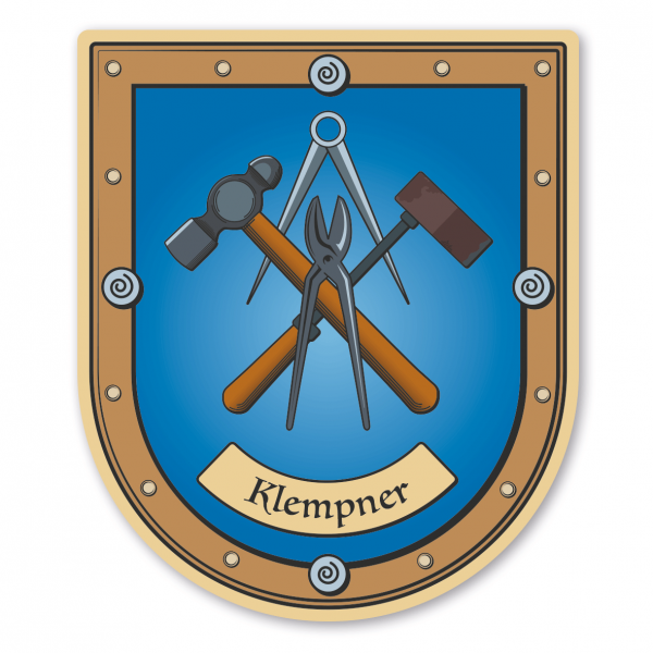 Maibaumschild / Zunftwappen Klempner - Spengler mit Zunftnamen oder Ihrem Wunschtext - Wappen B