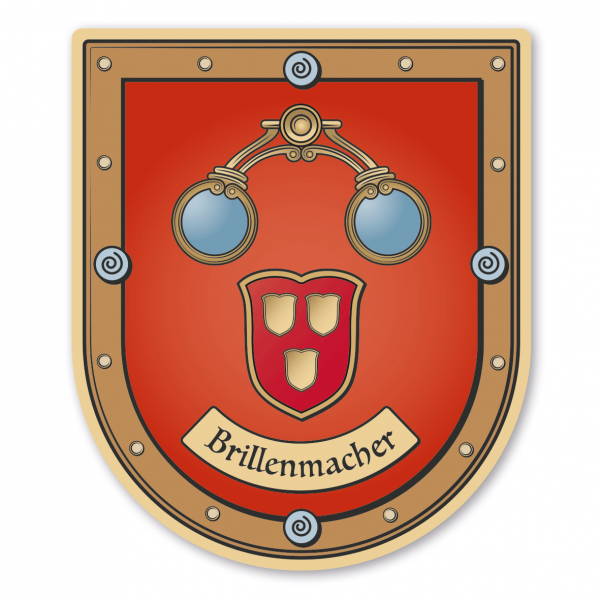 Maibaumschild / Zunftwappen Brillenmacher - Optiker - mit Zunftnamen oder Ihrem Wunschtext - Wappen B