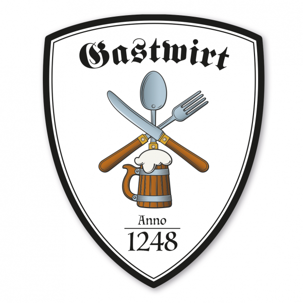 Maibaumschild / Zunftwappen Gastwirt mit Zunftnamen, Gründungsjahr oder Ihrem Wunschtext - Wappen W