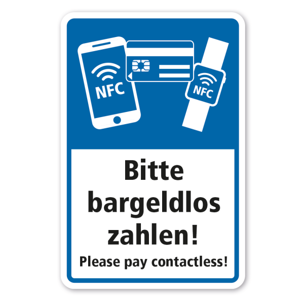 Hinweisschild Bitte bargeldlos zahlen - Please pay contactless
