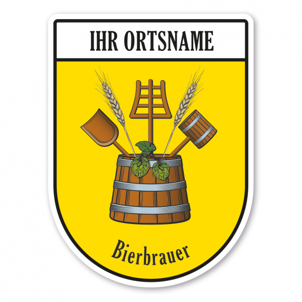 Maibaumschild / Zunftwappen Bierbrauer mit Zunftnamen, Ortsnamen oder Ihrem Wunschtext - Wappen BL