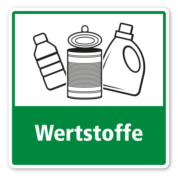 Schild zur Abfalltrennung - Wertstoffe