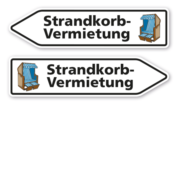 Pfeilschild / Pfeilwegweiser Strandkorbvermietung