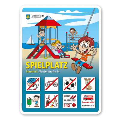 Spielplatzschild Trampolin-Regeln - Standardschild mit 8 frei zu