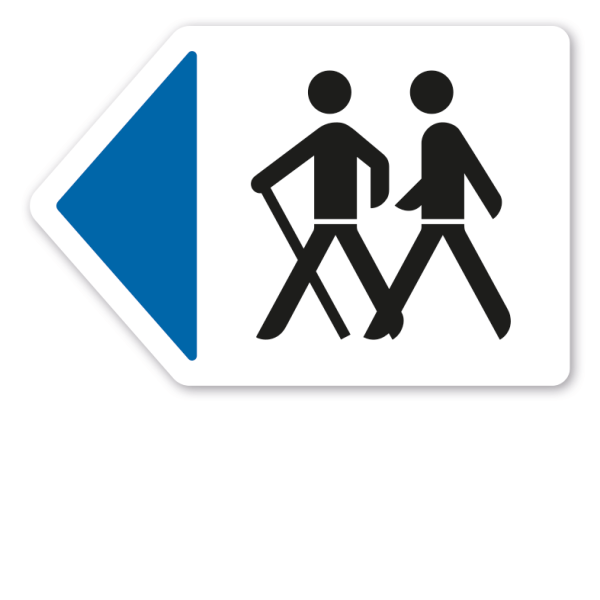 Pfeilschild zur Kennzeichnung von Wanderwegen in 7 Farben – linksweisend