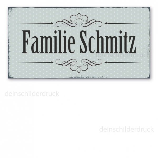 Retro Familienschild - mit Ihrem Familiennamen