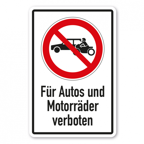 Verbotsschild Für Autos und Motorräder verboten - Kombi