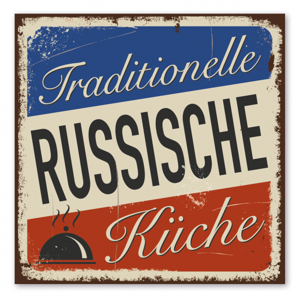 Retroschild / Vintage-Gastronomieschild Traditionelle russische Küche