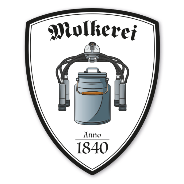 Zunftwappen Molkerei - Meierei mit Zunftnamen, Gründungsjahr oder Ihrem Wunschtext - Maibaumschild - Wappen W
