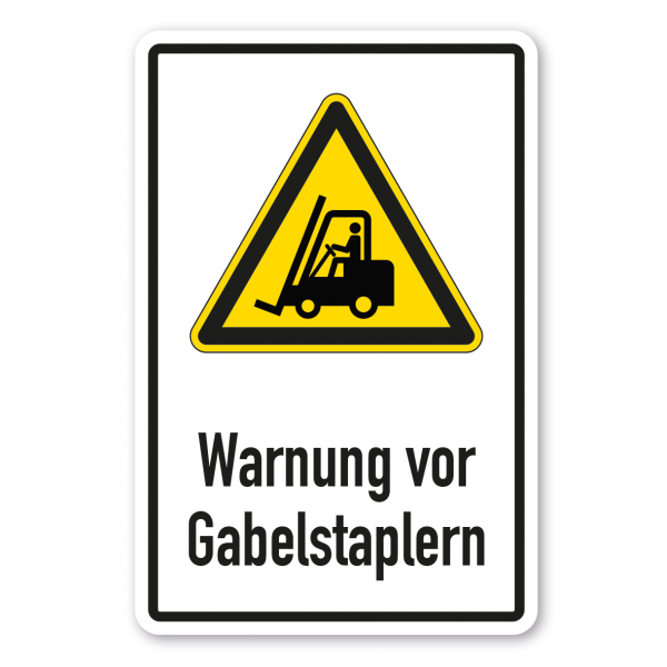 Warnschild Warnung vor Gabelstaplern (Flurförderzeugen) - Kombi - ISO 7010 - W0014-K