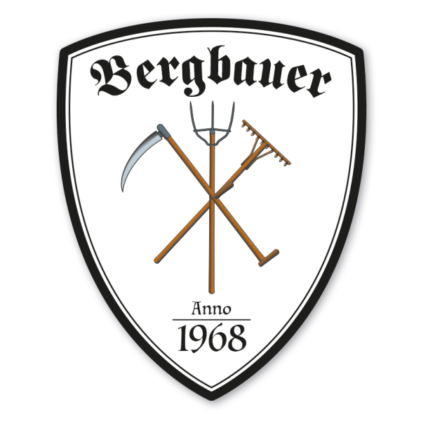 Zunftwappen Bergbauer - Landwirt mit Zunftnamen, Gründungsjahr oder Ihrem Wunschtext - Maibaumschild - Wappen W