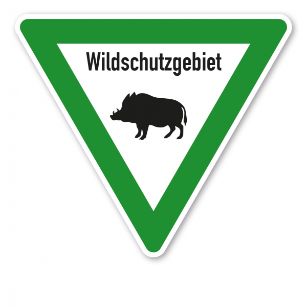 Verkehrsschild Wildschutzgebiet - Wildschwein mit Text – VZ-PR-31