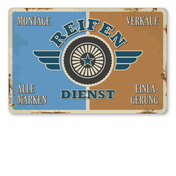 Retroschild / Vintage-Schild Reifendienst - Werkstattschild