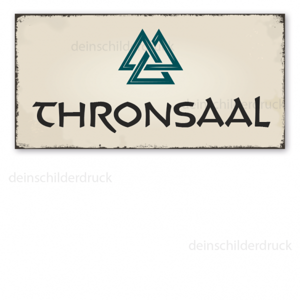 Retro Walhalla-Schild Thronsaal - mit Valknut-Symbol