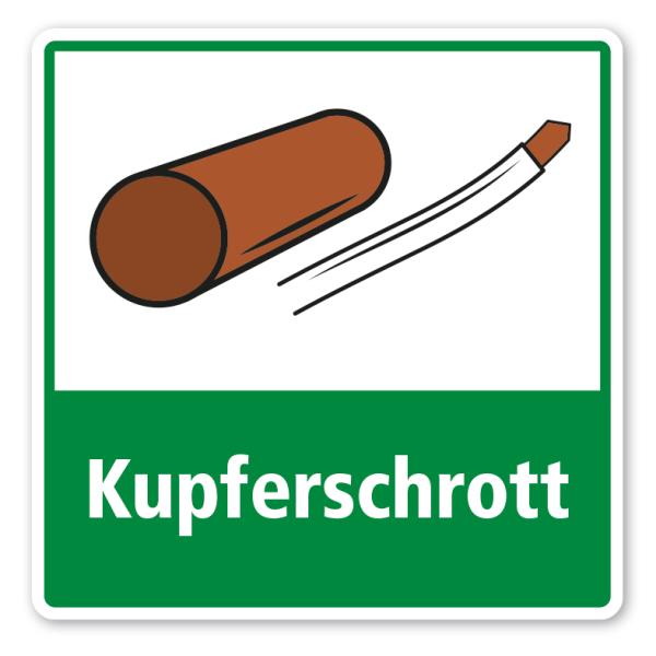 Schild zur Abfalltrennung - Kupferschrott