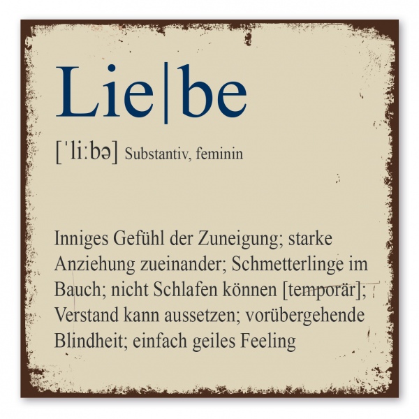 Retroschild / Vintage-Schild Liebe – originelle Wortdefinition