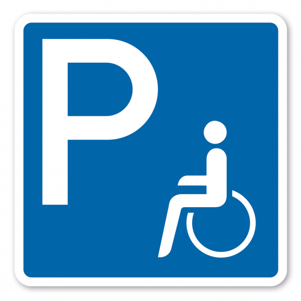 Parkplatzschild Behinderte - quadratisch mit Piktogramm - Verkehrsschild