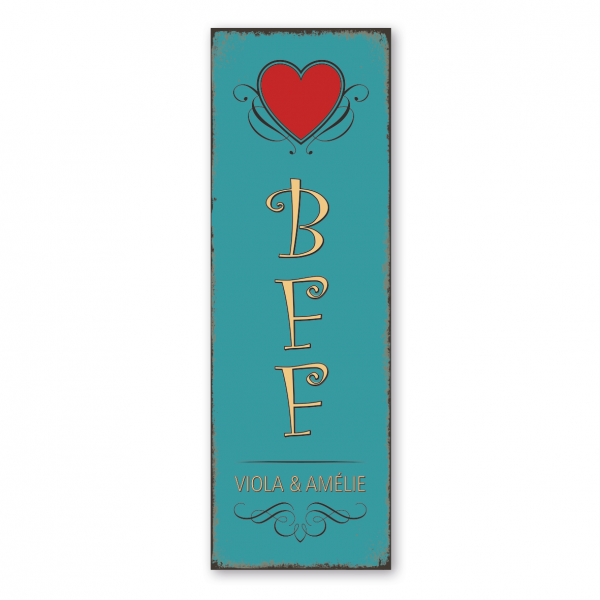 Retroschild / Vintage-Schild BFF - Best friends forever - mit Namenseindruck