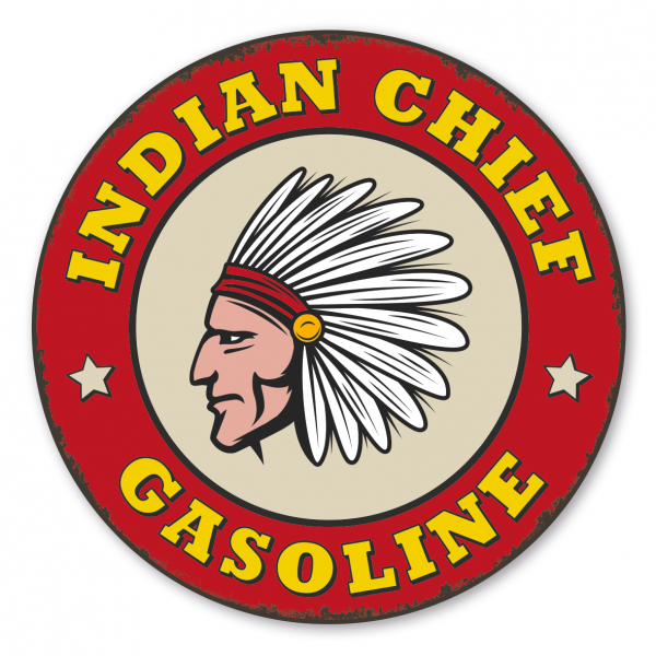 Firmenschild für Tankstellen im Retro Style Indian Chief - Gasoline