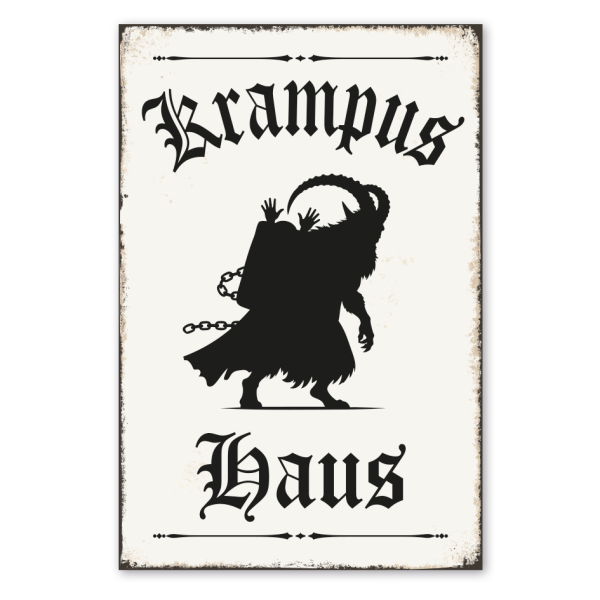 Retro Schild Krampus Haus