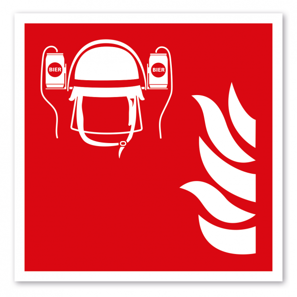 Brandschutzzeichen Mittel und Geräte zur Brandbekaempfung - Bierhelm