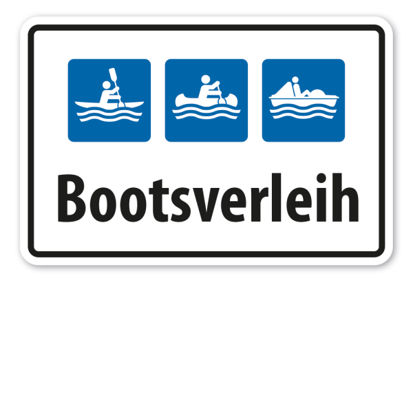 Schild Bootsverleih - Kajak - Kanu - Tretboot
