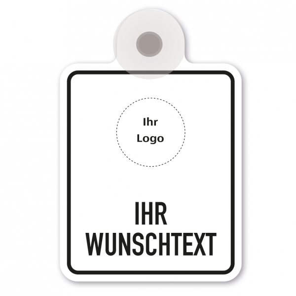 Saugnapfschild / Einsatzschild für Fahrzeugfrontscheiben - individuelle Ausführung mit Wunschtext und Wunschlogo in 5 Farbvarianten – 100 x 150 mm