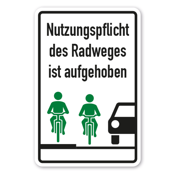 Schild Nutzungspflicht des Radweges ist aufgehoben