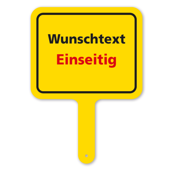 Handschild mit Ihrem Wunschtext oder Logo - einseitige Ausführung - rechteckig