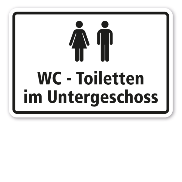 Schild WC - Toiletten im Untergeschoss