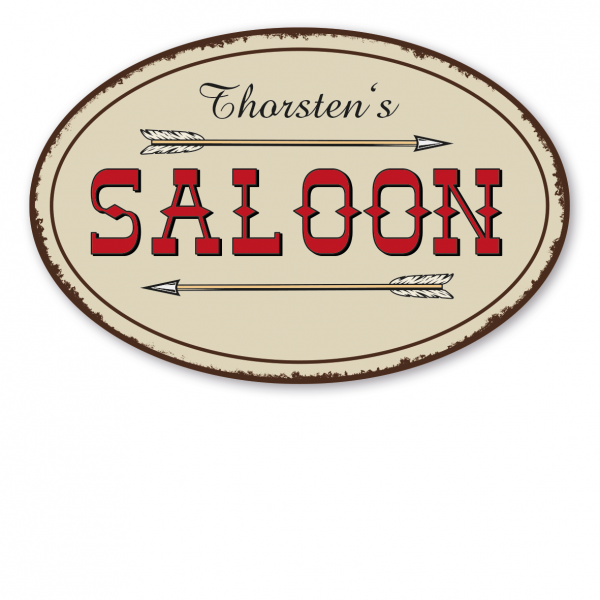 Retroschild / Vintage-Schild Saloon mit Ihrem Namenseindruck