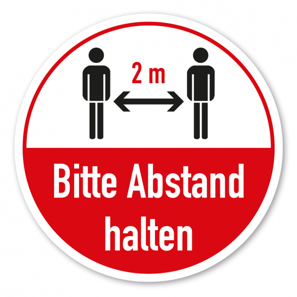 Hygienehinweis Bitte 2 m Abstand halten - als Aufkleber, Bodenkleber (rutschsicher) oder Schild