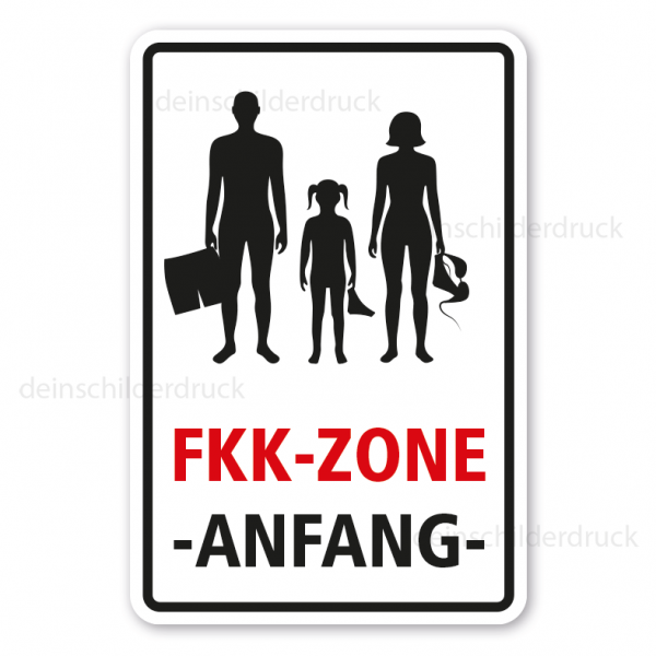 Hinweisschild FKK-Zone - Anfang