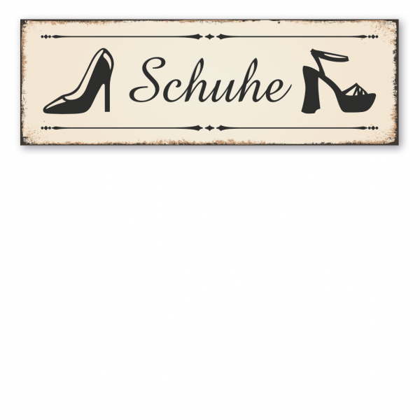 Retro Schild Schuhe (Schuhparkplatz) - mit Schuhabbildungen