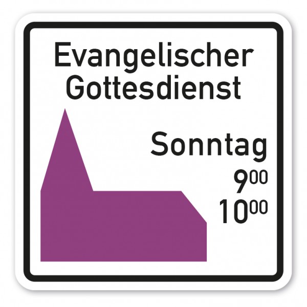 Verkehrsschild Kirchenschild Evangelischer Gottesdienst