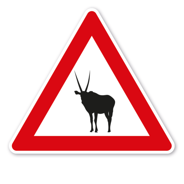 Verkehrsschild Achtung Oryx Antilope – VZ-PR-160
