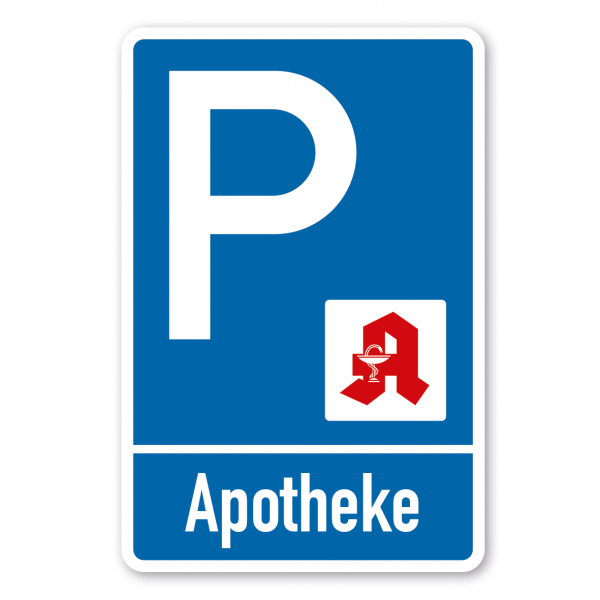 Parkplatzschild Apotheke - einzeilig mit kleinem Piktogramm - Verkehrsschild
