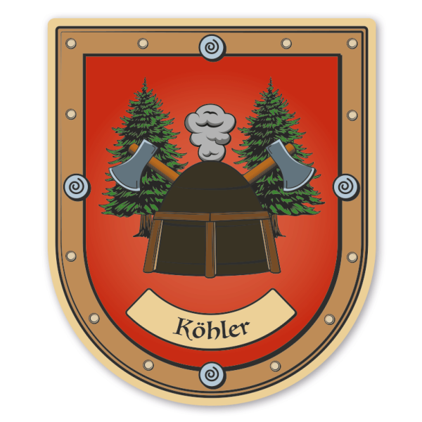 Maibaumschild / Zunftwappen Köhler - mit Zunftnamen oder Ihrem Wunschtext - Wappen B