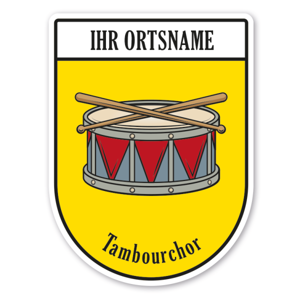 Maibaumschild / Zunftwappen Tambourchor - Spielmannszug mit Zunftnamen, Ortsnamen oder Ihrem Wunschtext - Wappen BL