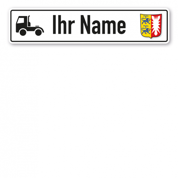 Truck / LKW - Schild mit Wunschtext und Bundeslandwappen - Schleswig-Holstein