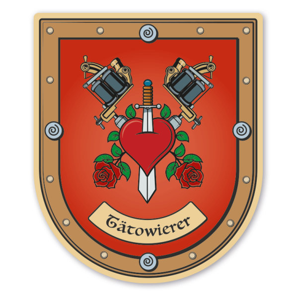 Maibaumschild / Zunftwappen Tätowierer - mit Zunftnamen oder Ihrem Wunschtext - Wappen B