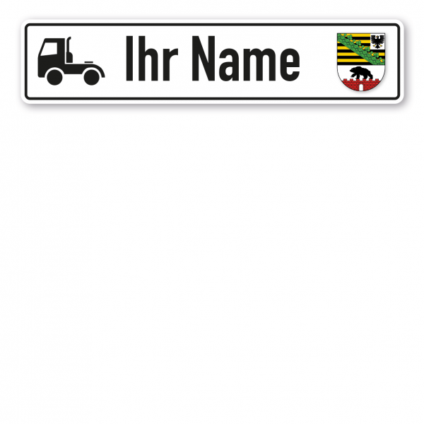 Truck / LKW - Schild mit Wunschtext und Bundeslandwappen - Sachsen-Anhalt