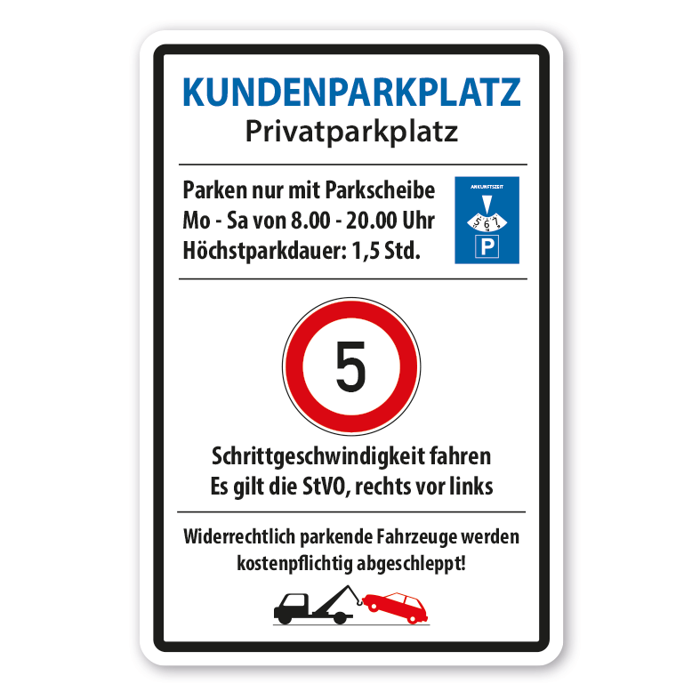 Parkplatzschild Privatparkplatz - Sensorüberwacht - Parken nur in