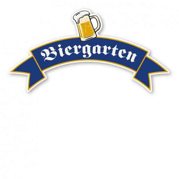Maibaumschild als Banner - Biergarten mit Bierkrug - in 4 Farbvarianten