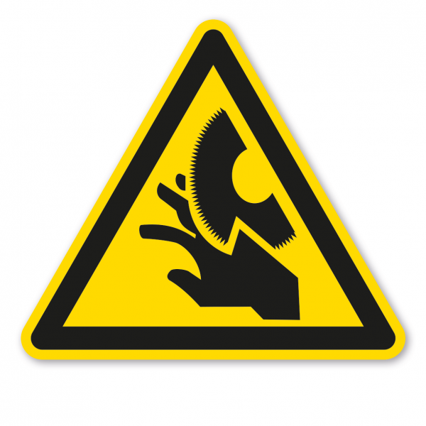 Warnzeichen Warnung vor Schnittverletzungen durch Schneidblatt