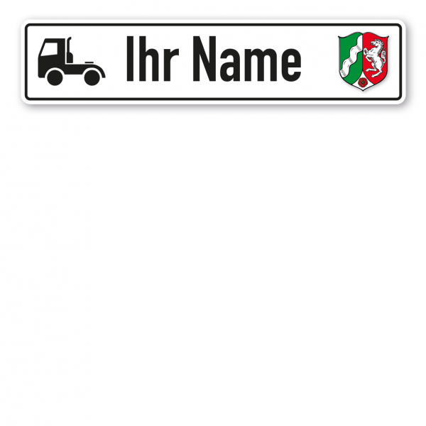 Truck / LKW - Schild mit Wunschtext und Bundeslandwappen - Nordrhein-Westfalen