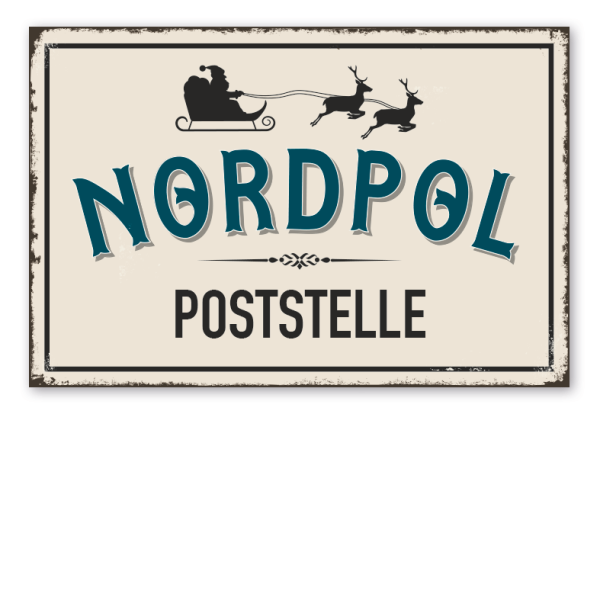 Retro Schild Nordpol Poststelle